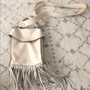 ZARA Fringe neutral crossbody purse
